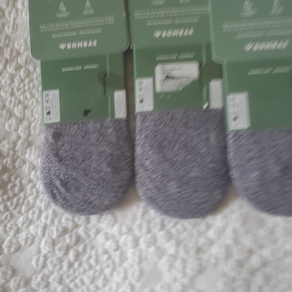 BOMBAS MERINO WOOL NO SHOWS SOCKS / 3 PAIR/ ; UNISEX : LARGE IN DARK FIG - Picture 3 of 4